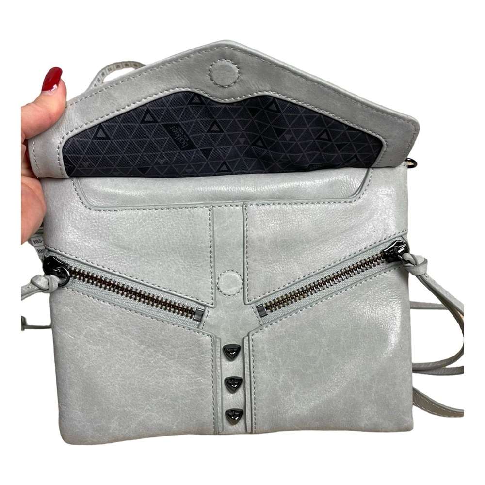 BOTKIER Trigger Crossbody Leather Handbag Gray Quiet Luxury Western Moto EUC - Picture 4 of 12